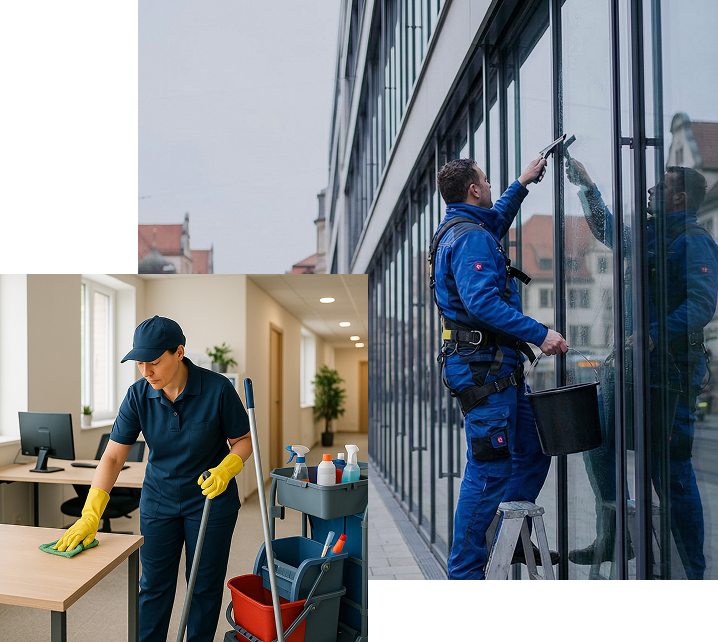 Facilities and cleaning services team at work